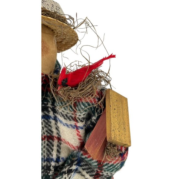 Handmade Rustic Country Christmas Winter Snowman Stump Doll Decor Let it Snow - Picture 11 of 16